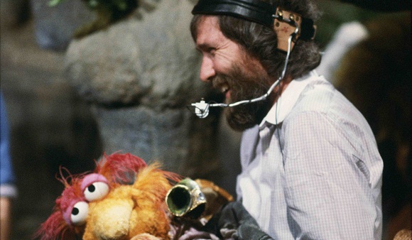 Fraggle Rock behind the scenes, on set. Jim Henson with Cantus.