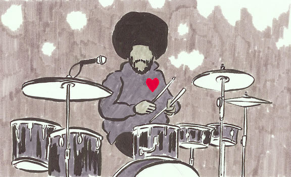 Nathan Gelgud illustration inspired by Questlove's memoir, Mo' Meta Blues.