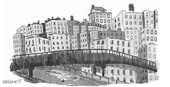 Nathan Gelgud illustration inspired by Arlene Alda's 'Just Kids from the Bronx,' 2015.